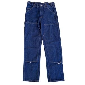 Wild Ass Mens Double Knee Carpenter Jeans Dark Indigo Blue Raw Denim 32x32